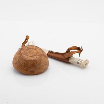 Nikolaus Fankki, half-horn knife and cup, signed.