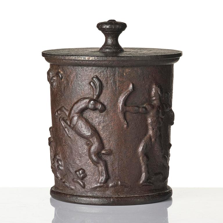 Carl Elmberg, a ”Tobaksburk N:r 1” tobacco jar with lid, Näfveqvarns bruk.