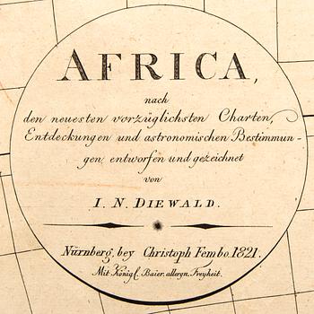 Johann Nepomuk Diewald, karta, handkolorerat kopparstick, Nürnberg 1821.