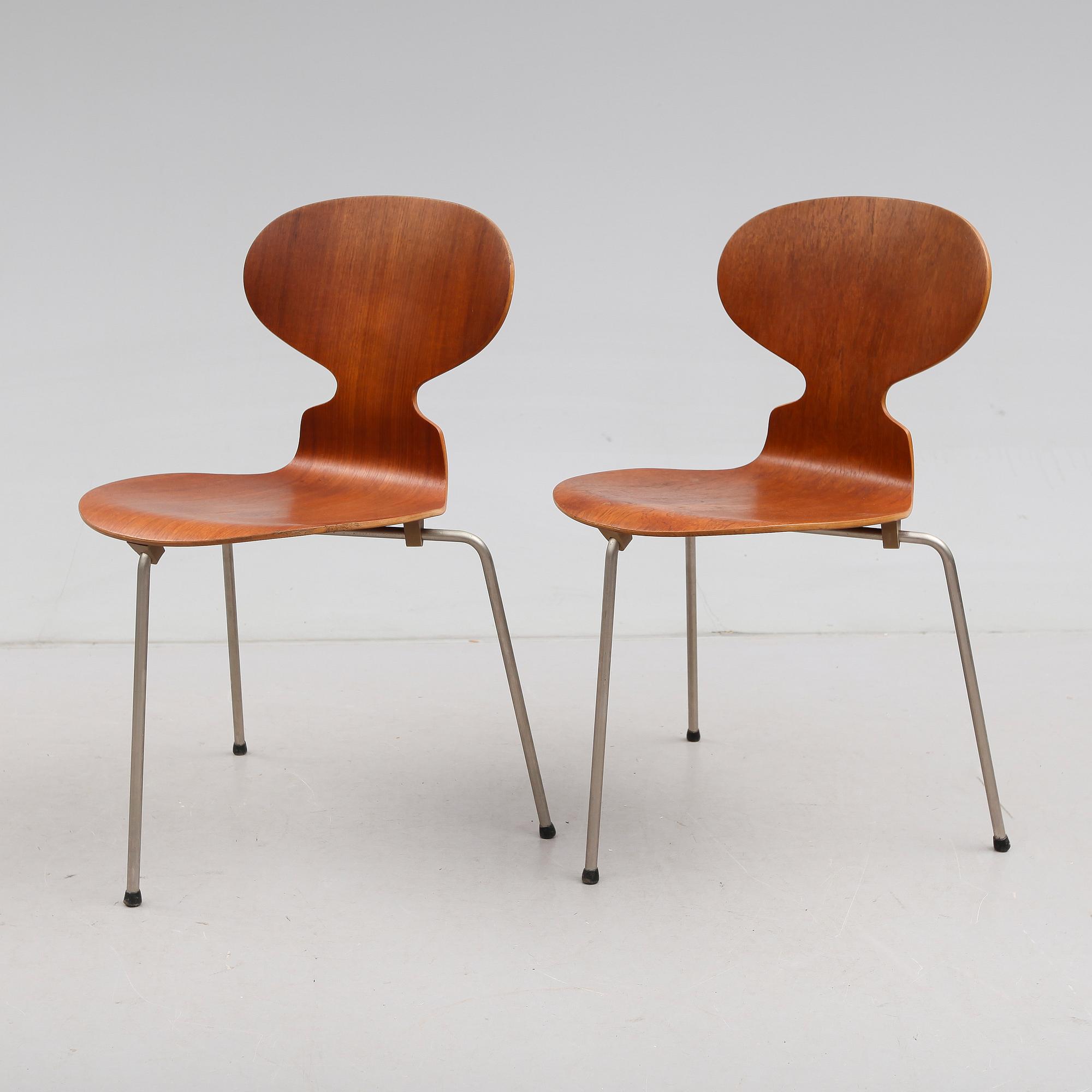 STOLAR, 1 par, "Myran",  Arne Jacobsen, Fritz Hansen, Danmark, 1900-talets mitt.