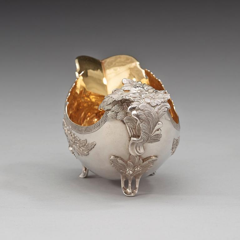 A Swedish 18th century parcel-gilt cream-jug, marks of Fredrik Petersson Ström, Stockholm 1774.