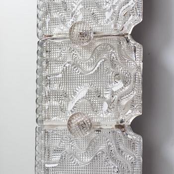 Carl Fagerlund, a Swedish Modern cast glass framed mirror, Orrefors ca 1940-50's.