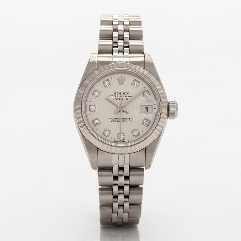 Rolex, Oyster Perpetual, Datejust, "Diamond Dial", rannekello, 26 mm.