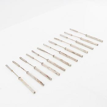 Champagne whisks, 12 pieces, silver.