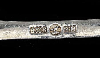 PARTI BESTICK, silver, bla GEWE, 1900-tal. Totalvikt ca 600 gram.