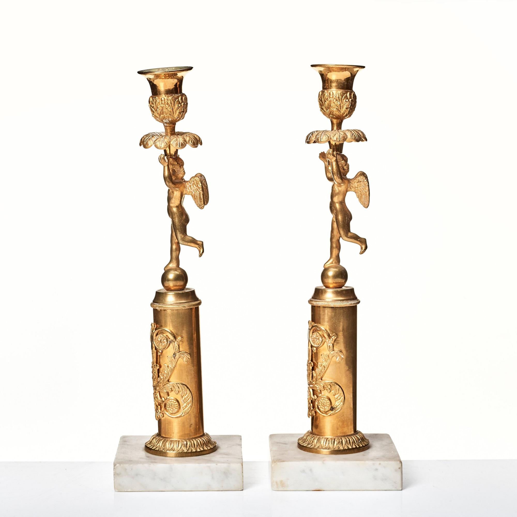 A pair of late Gustavian candlesticks.
