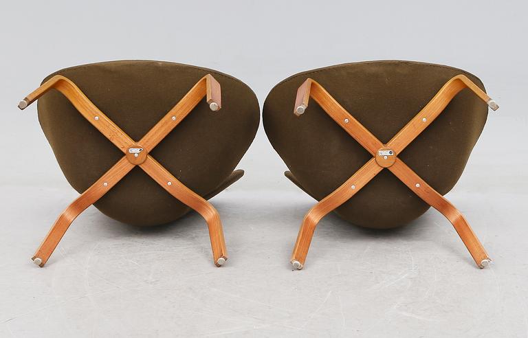FÅTÖLJER, 1 par, "Svanen", Arne Jacobsen, Fritz Hansen, Danmark 1960-tal.