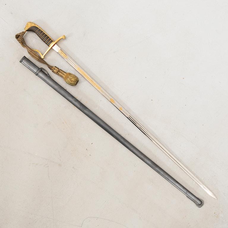 A Swedish infantry officer's sabre, 1899 pattern with scabbard.