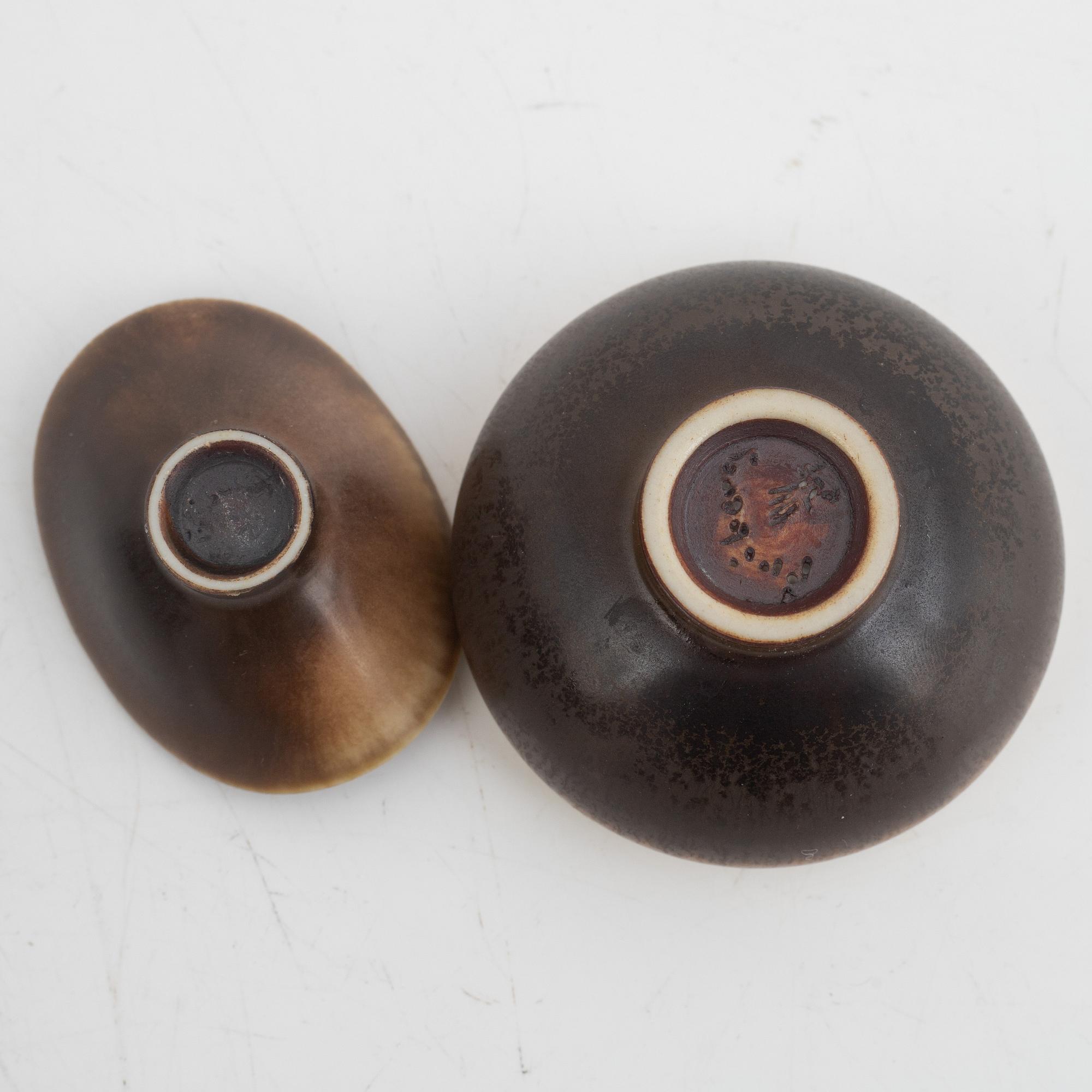 Berndt Friberg, 7 miniatyrer, stengods, Gustavsbergs studio, bl.a. 1965.