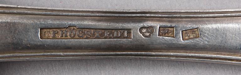 MATSKEDAR, 5 st, silver, flertal mästare och städer, bla L. Grubb, Sundsvall. 1800-tal.