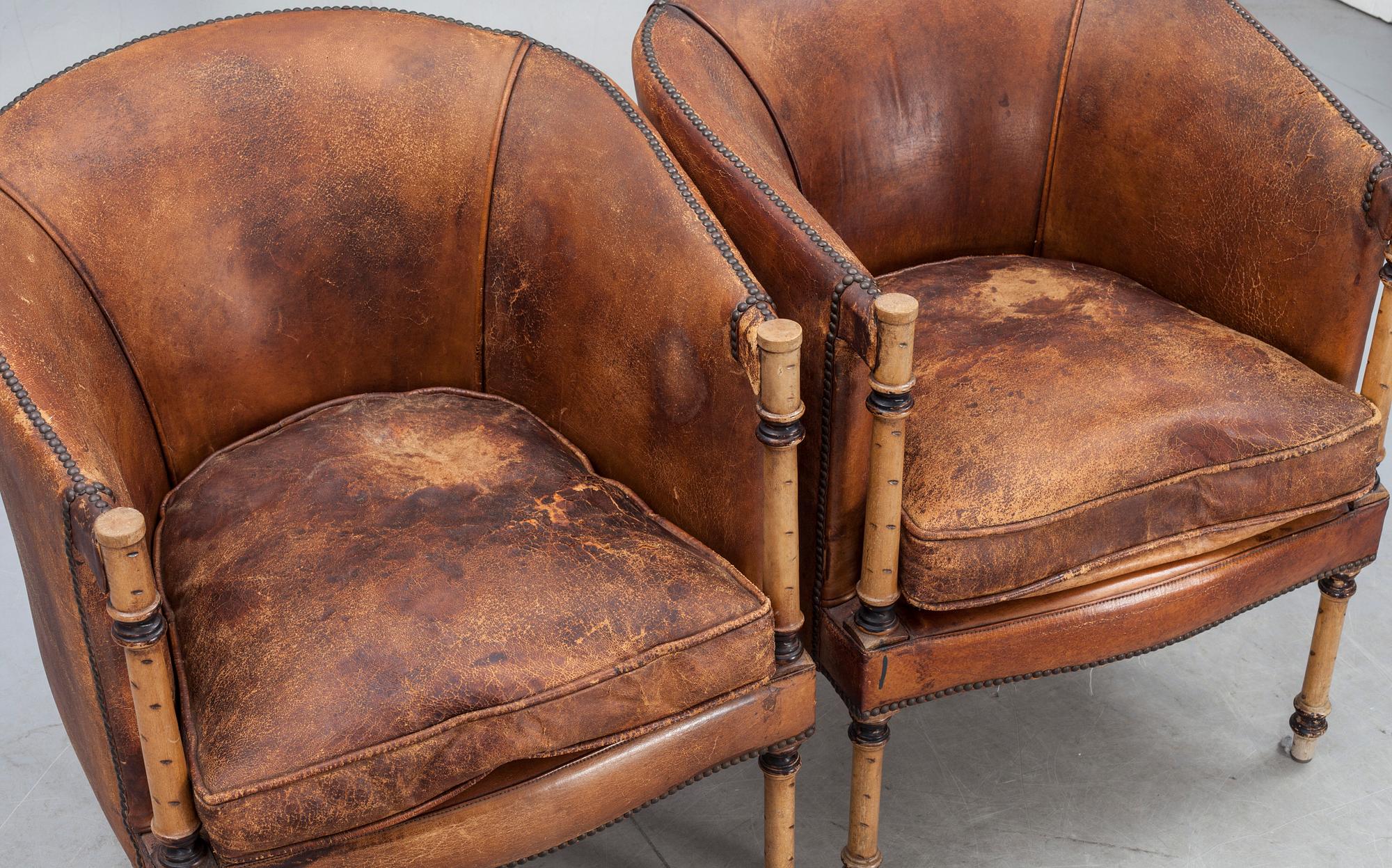 FÅTÖLJER, ett par, art deco-stil, 1900-talets andra hälft.