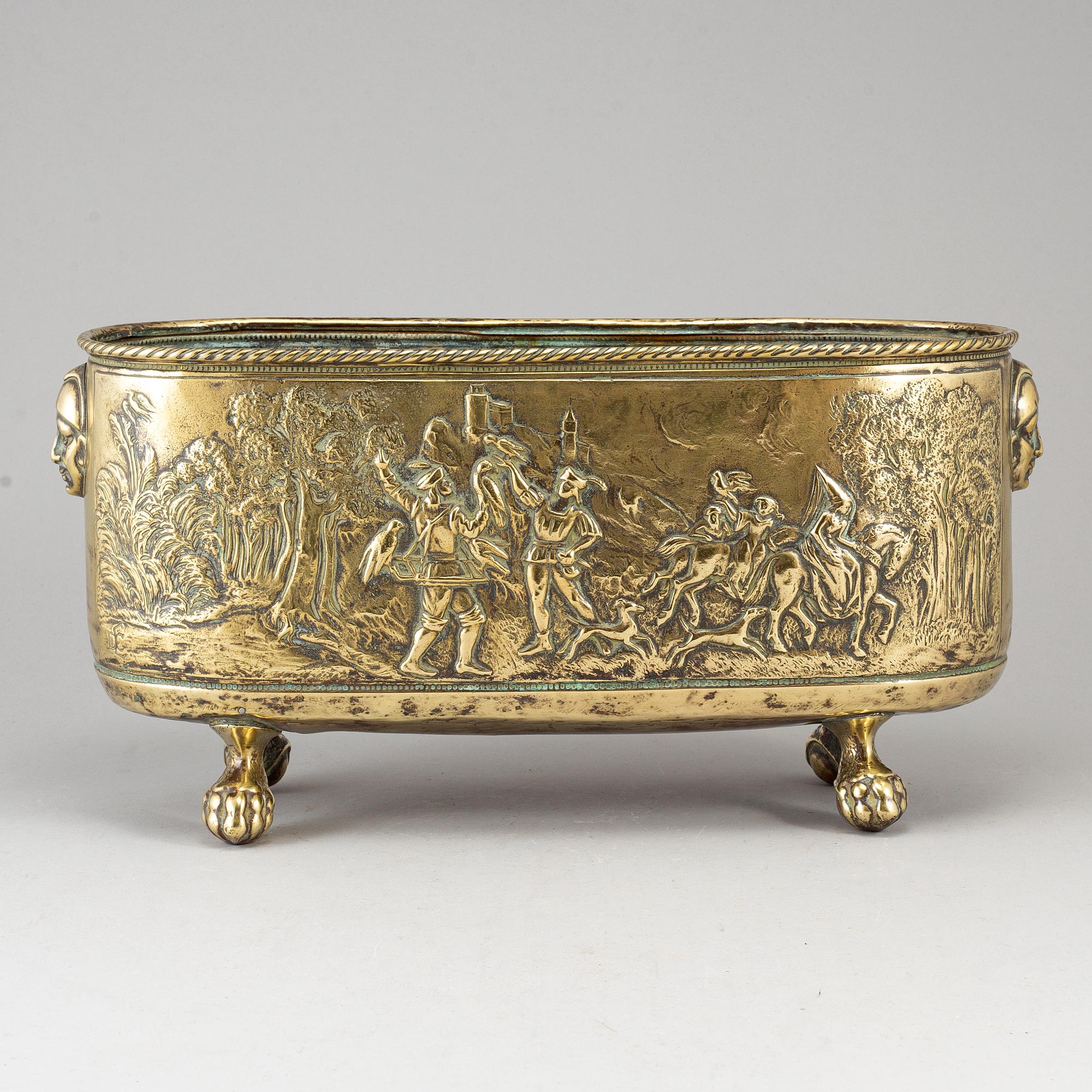 A 19th century brass jardiniere.