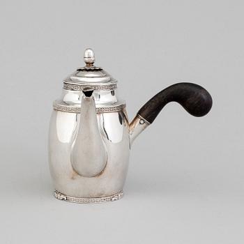 A silver coffee pot by GUSTAF MÖLLENBORG, Stockholm, 1839.