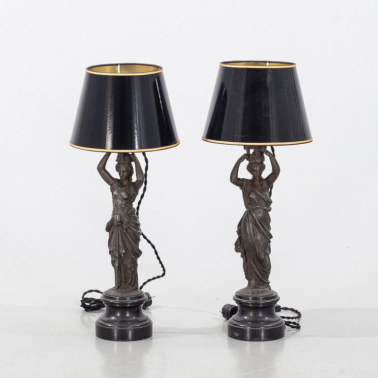 Two similar early 20th century table lamps.