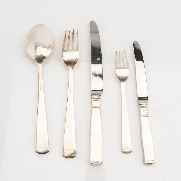 A Swedish 20th cenury set of 48 pcs of silver cutlery "Rosenholm" mark of Jacob Ängman, Eskilstuna.