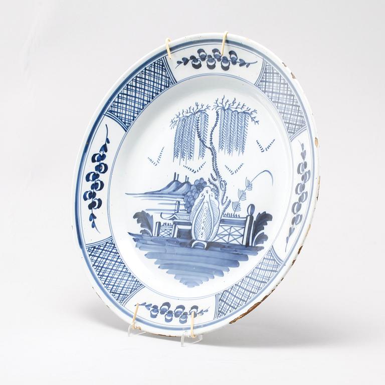 A 18th century faience dish possibly from Delft.