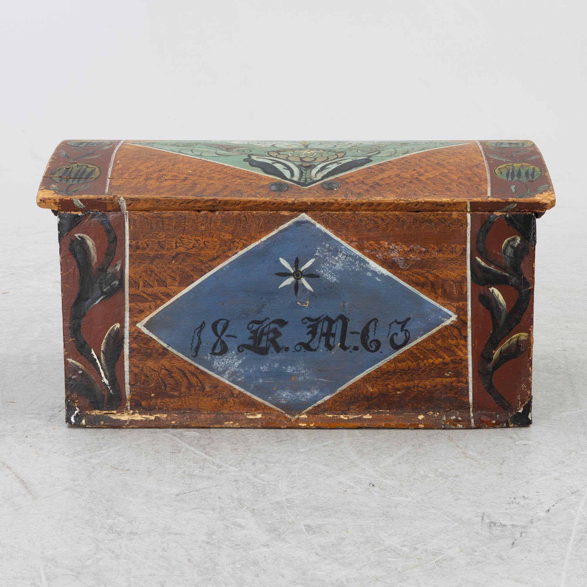 Box, folk art, dated 1863.
