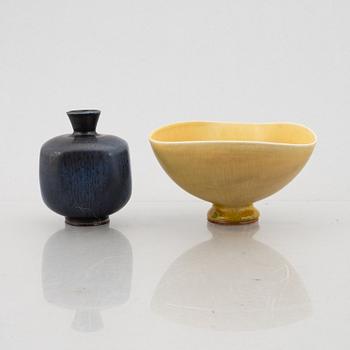 Berndt Friberg, a stoneware vase and a bowl, Gustavsbergs Studio 1972-74.