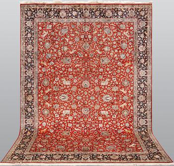 A pictoral orientalisk silk carpet, ca 284 x 180 cm.