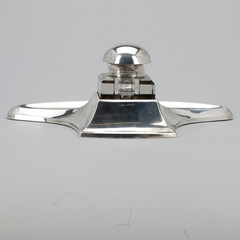 SKRIVSTÄLL, silver samt glas, Gösta Helenius, Åbo 1928.