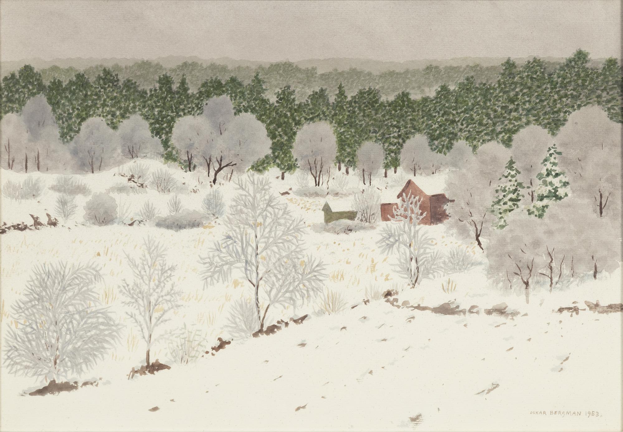 Oskar Bergman, watercolour, signed and dated 1953.