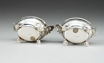 A pair of Swedish parcel-gilt salts, makers mark of Anders Stafhell, Stockholm 1774.