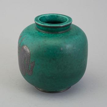 WILHELM KÅGE. Vas "Argenta", stengods, Gustavsberg.