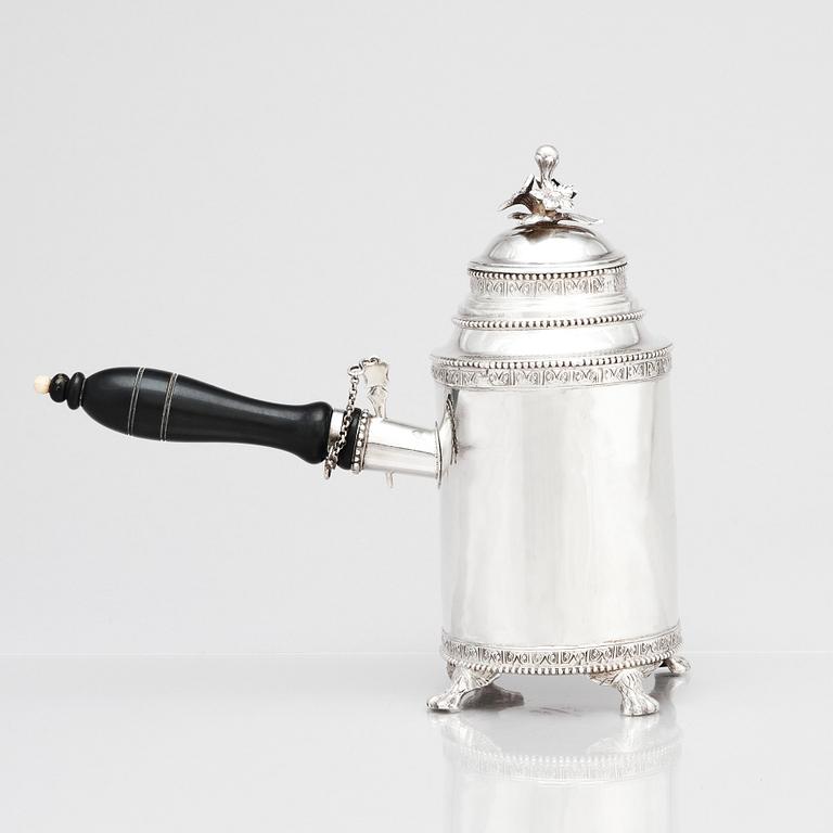 Anders Dunderberg, kaffekanna, silver, Gävle 1792. Gustaviansk.