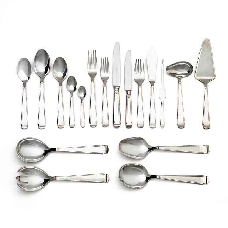 A sterling silverware set, model 'Art-Deco', 152 pieces and casket, Flensburg, Germany.