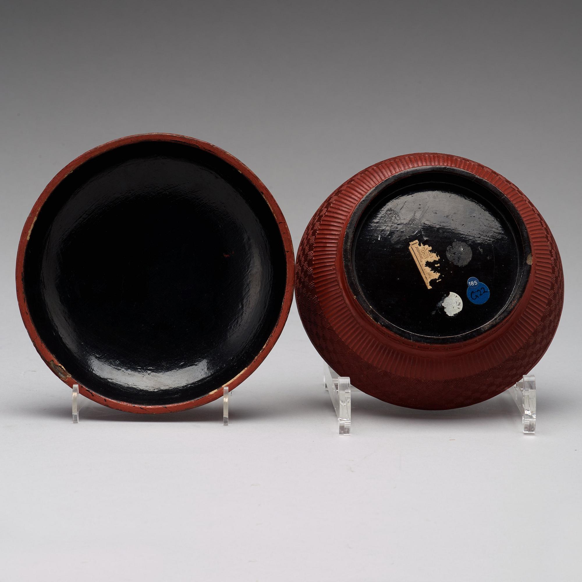 A lacquer box with cover, Qing dynasty, circa 1800.