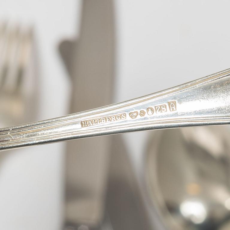 Bestickservis, 115 delar, silver, modell "Kungsholm", CG Hallberg, Stockholm, bl.a. 1949.