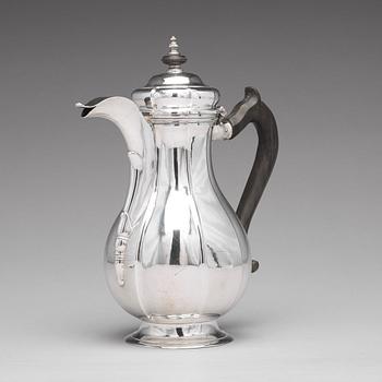 A Baltic 18th century silver coffee-pot, mark of Johann Diedrich Rehwald, Riga (1738-1781(-1793)).