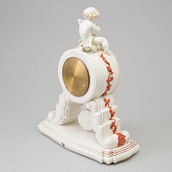 A porcelain mantle clock from Dressel, Kister & Co, Passau, Germany, first half of the 20th Century.
