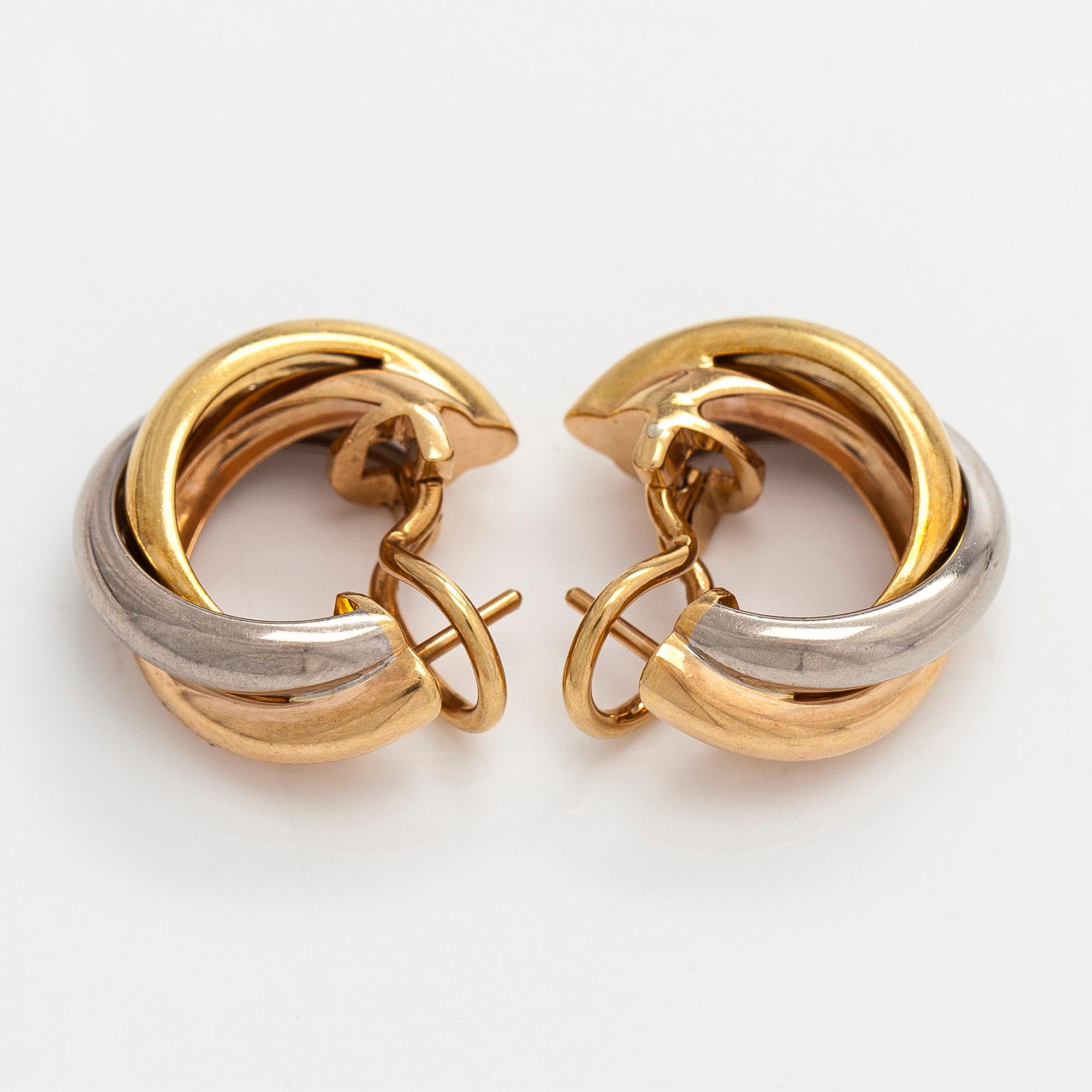 Cartier, earrings, "Trinity", 18K gold in three colours.