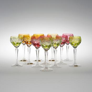 VITVINSGLAS, 12 st, glas, Tyskland, omkring 1900-talets mitt.