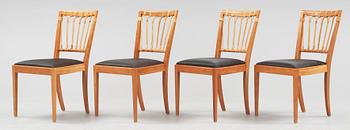 A set of four Josef Frank mahogany and rattan chairs, Svenskt Tenn, model 1165.