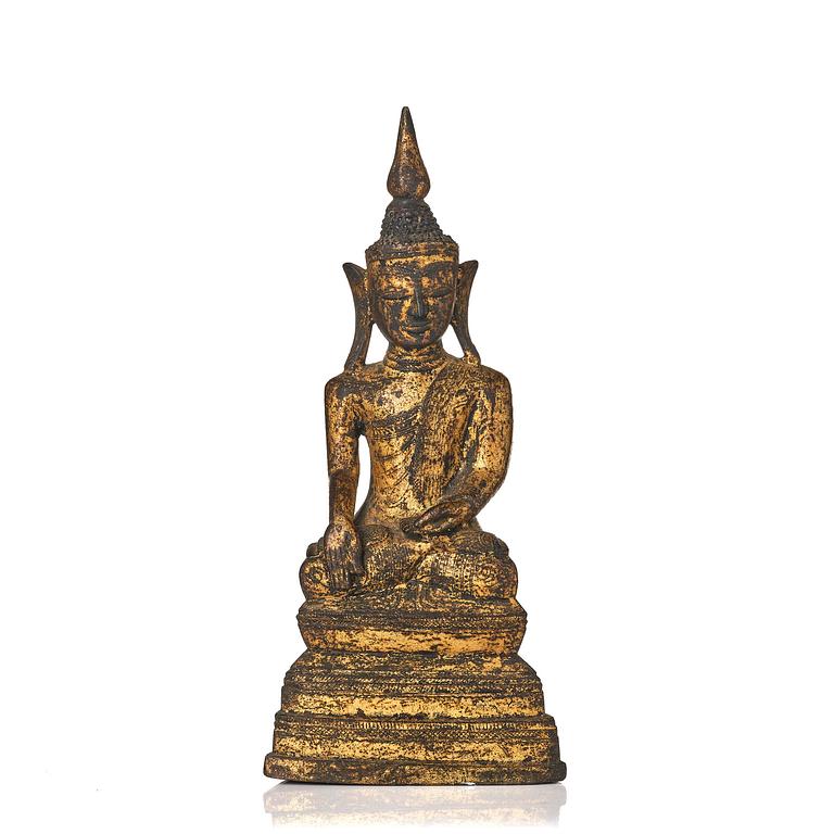 A gilt bronze figure of Buddha, Burma, Shan-state, 18th century.