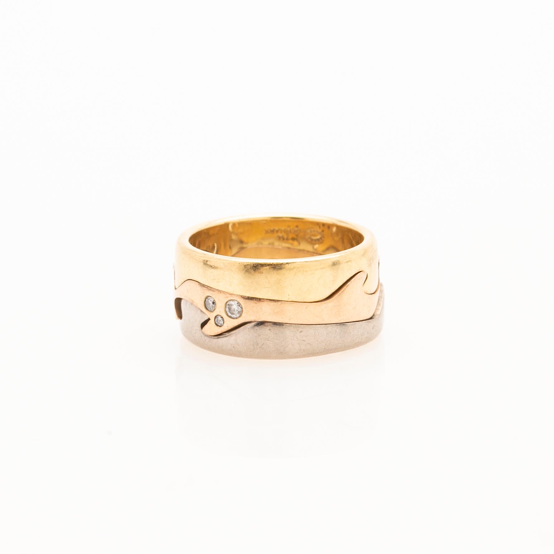 Georg Jensen, ring, 3 delar, "fusion", 18k guld med briljanter, Danmark.