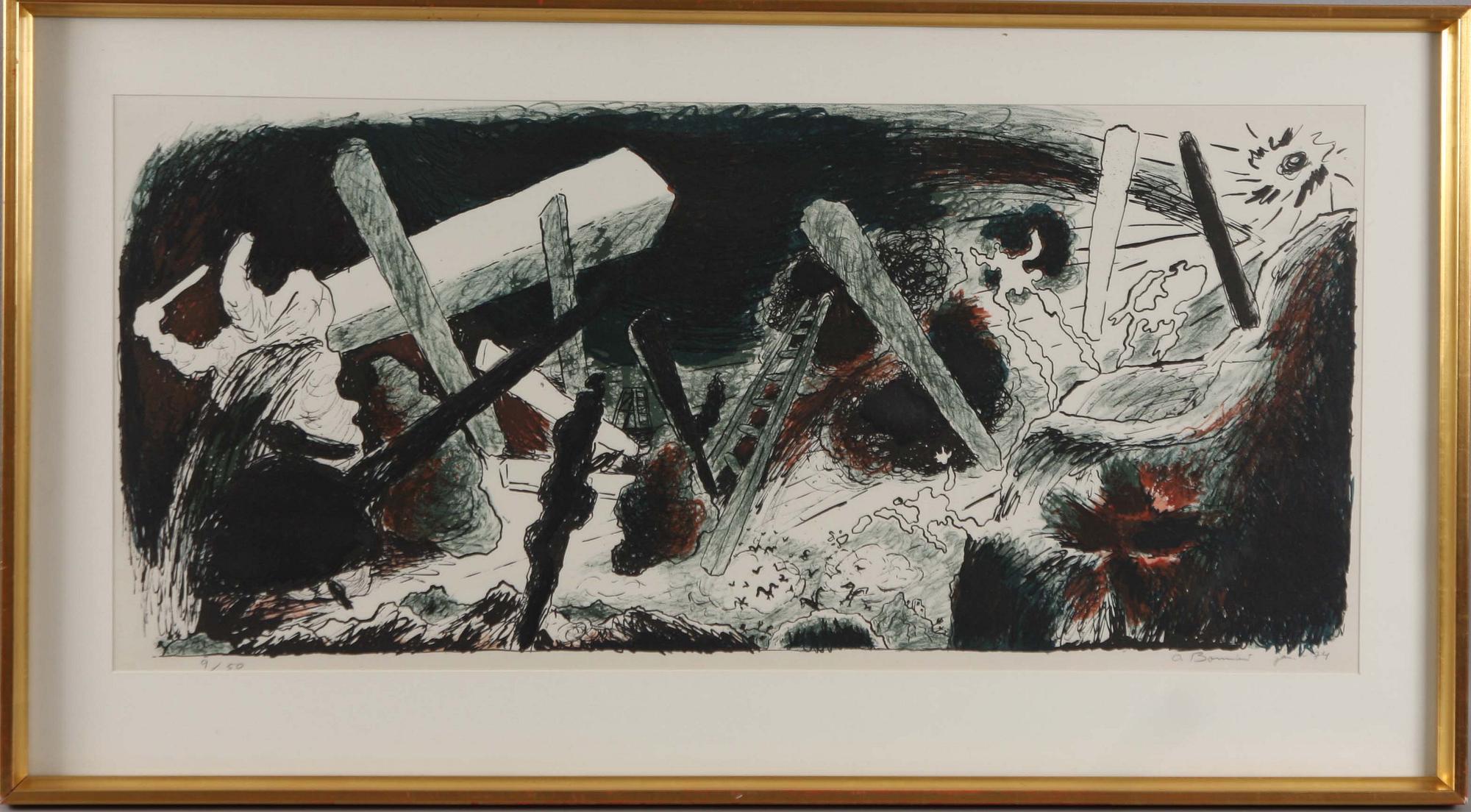 OLLE BONNIÉR, färglitografi, sign., dat. jan-74, och numr. 9/50.