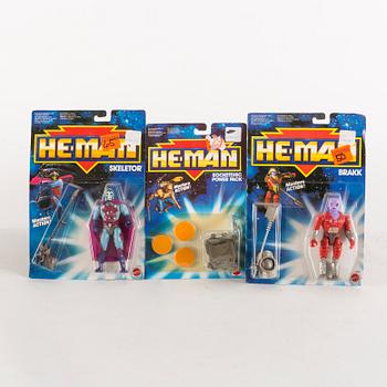 HE-MAN, 12 stycken actionfigurer i förpackning, Mattel, 1988.