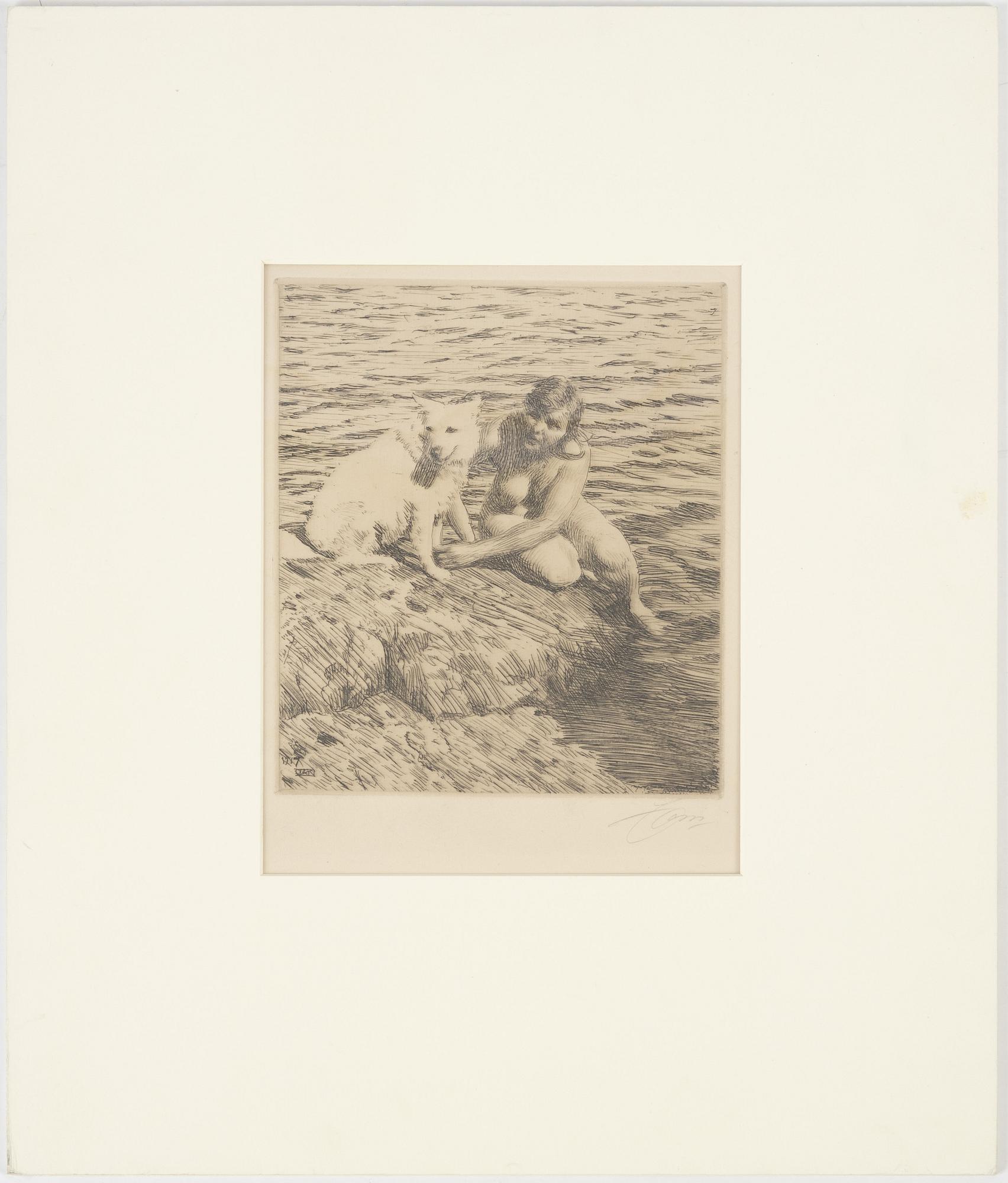 Anders Zorn, etsning, 1917, signerad med blyerts.