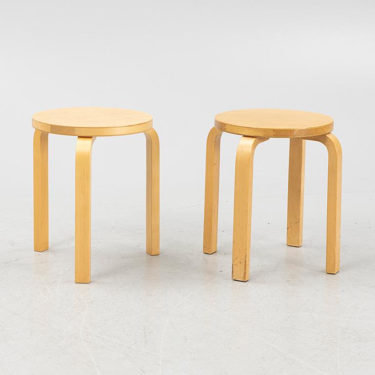 Alvar Aalto, two model 60 stools, Artek, Finland.