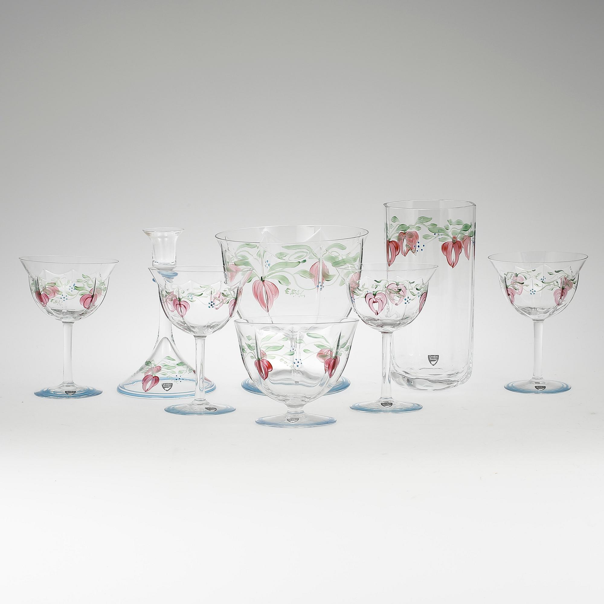 GLASSERVIS, 8 delar, "Maja", Eva Englund, Orrefors, 1900-talets sista kvartal.