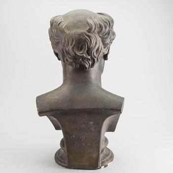 CARL ENEAS SJÖSTRAND, efter, gips, BYST, Runeberg, signerad Sjöstrand FECIT , Borgå 1857. 1800-talets andra hälft.