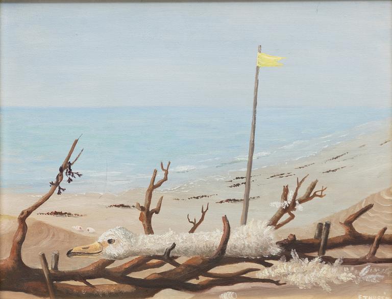 Esaias Thorén, Beach scene with swan head.