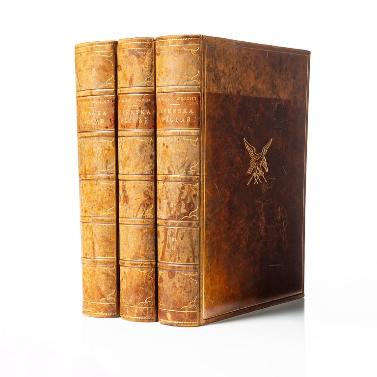 Bröderna von Wright, books, three volumes, 'Svenska fåglar', A. Börtzells tryckeri AB, Stockholm, 1927-29.