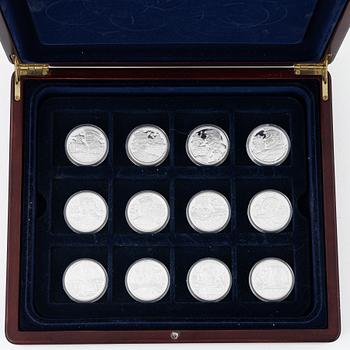 36 commemorative silver coins, 'Kungariket Sverige'.