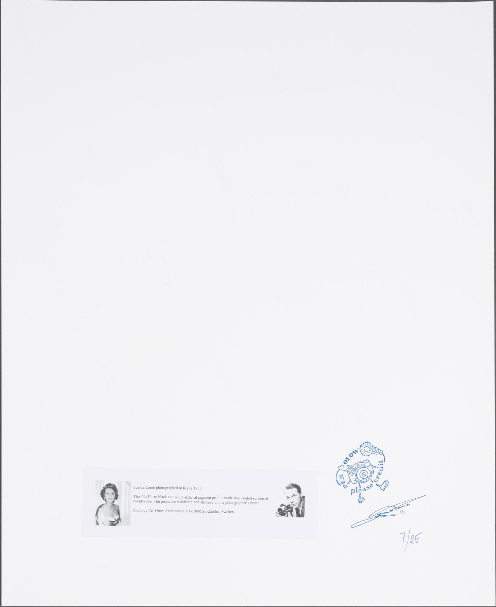 Per-Olow Anderson, "Sophia Loren photographed in Rome 1955".