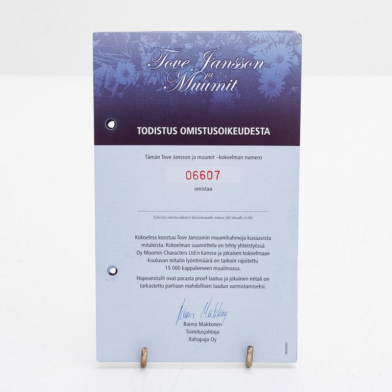 En samling minnesmedaljer, 12 st, sterling silver, Tove Jansson och Mumin, Rahapaja Oy, Finland 2004-2005.