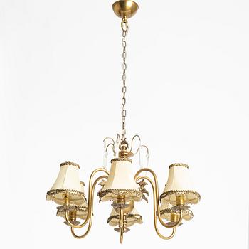 A ceiling lamp, brass, mid-20th century.